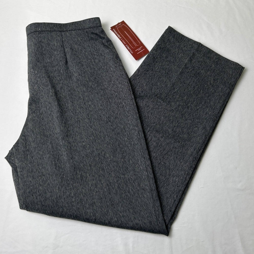 JM Collection Womens Herringbone Wide Leg Dress Pants Size 12P Gray Career NEW